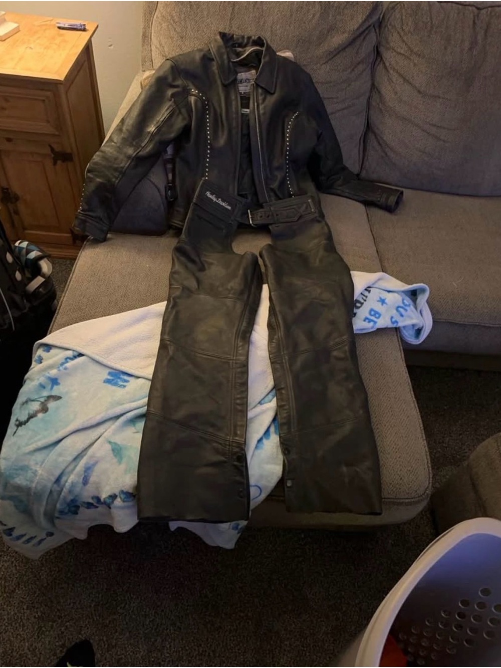 Harley-Davidson Black Leather Women's Jacket and Pants Set